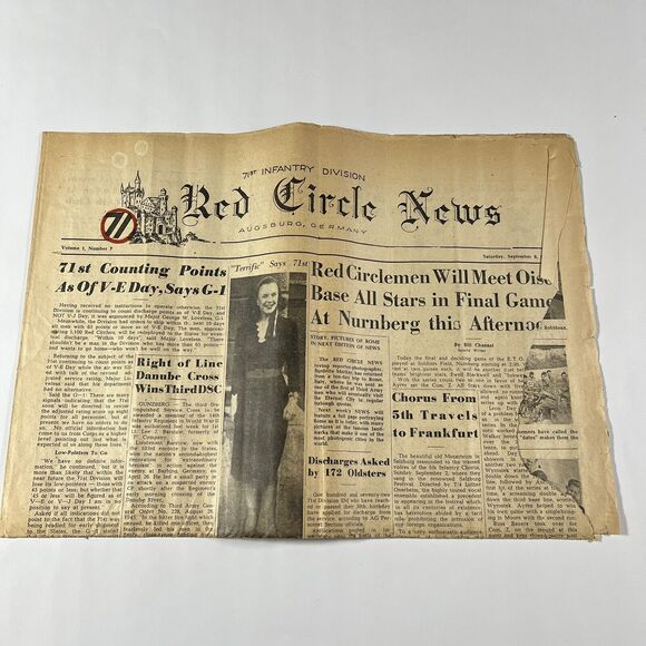 Vintage WWII Red Circle News 71st Newspaper Milton Caniff Comic Sept. 8, 1945 - Picture 1 of 8